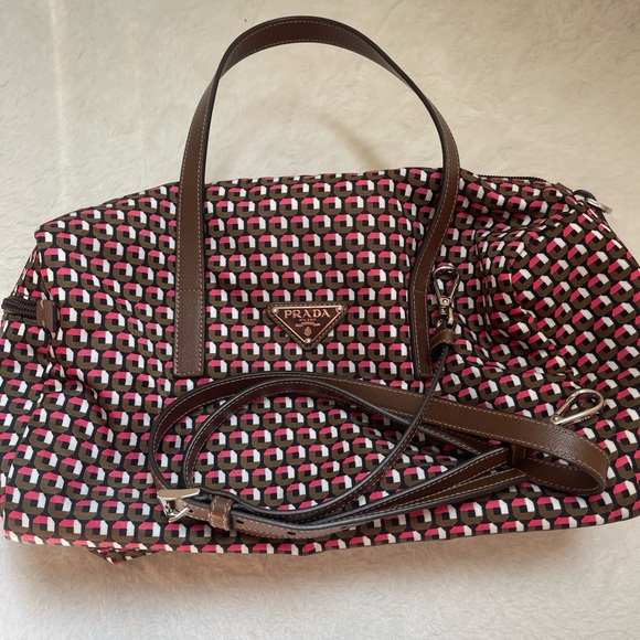 Prada Tessuto Stampat hand bag with leather shoulder strap - Picture 11 of 13